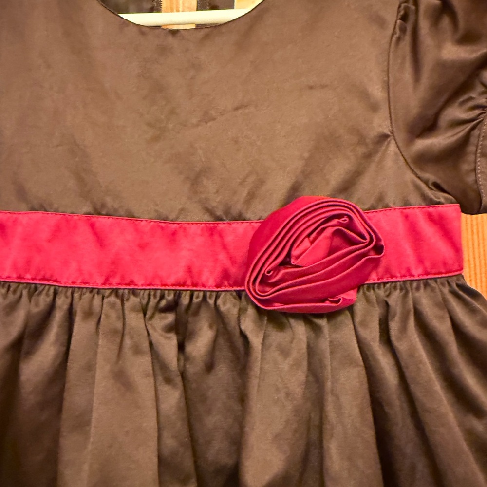 Gymboree Holiday Traditions Chocolate Brown Satin Christmas Dress LAST CHANCE! - Picture 3 of 5